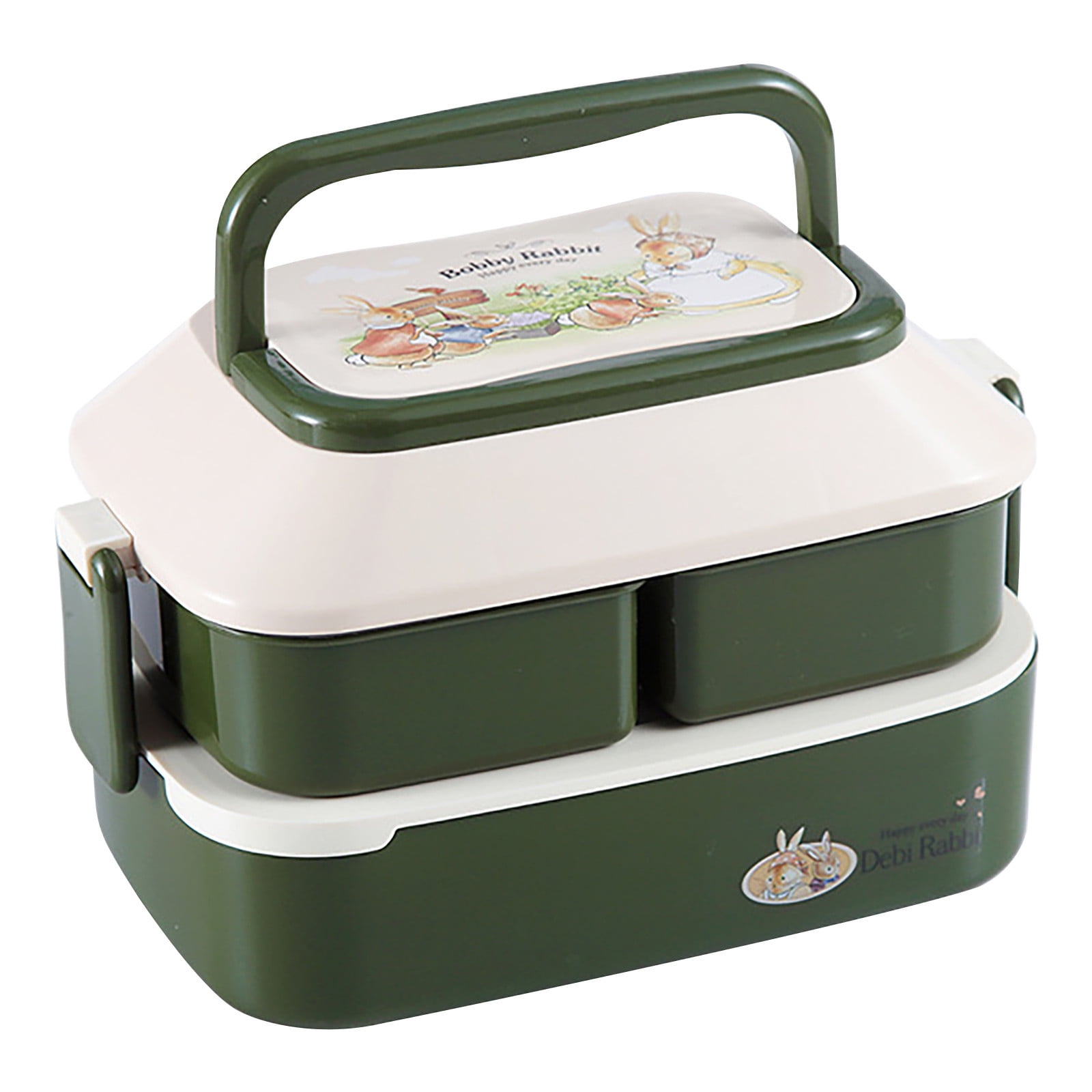 ZKCCNUK School Supplies Savings Cute Rabbit Children's Lunch Box DoubleLayered Student Lunch