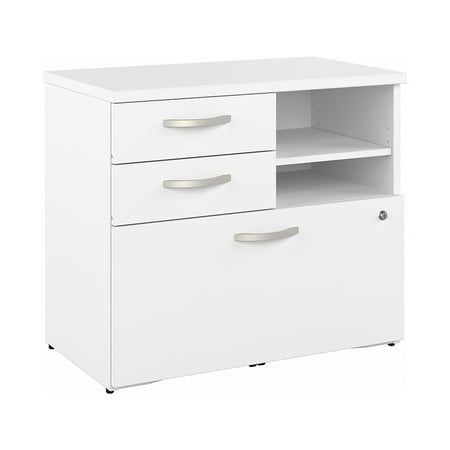 UPC: 0042976152963 | Bush Business Furniture Hybrid 26  Office Storage Cabinet with Drawers and 2 Shelves White