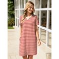 thumbnail image 3 of Vestido Glamaker, camiseta de verano, a rayas rojas, con bolsillos, 3 of 7