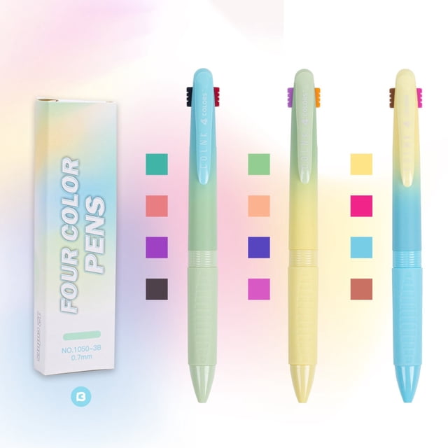 Xechzx Ballpoint Pens, Multicolor Pen, Multicolor Pen in One, 3Pcs 4 Colors Pens, 0.7mm Retractable Ballpoint Pen, All-in-One Colored Ballpoint Pens, Fine Point Plastic Body