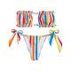 thumbnail image 1 of VISgogo - Conjunto de bikini de dos piezas para mujer, sin tirantes, sin mangas, con estampado de rayas y calzoncillos con cordones VISgogo moda, 1 of 8