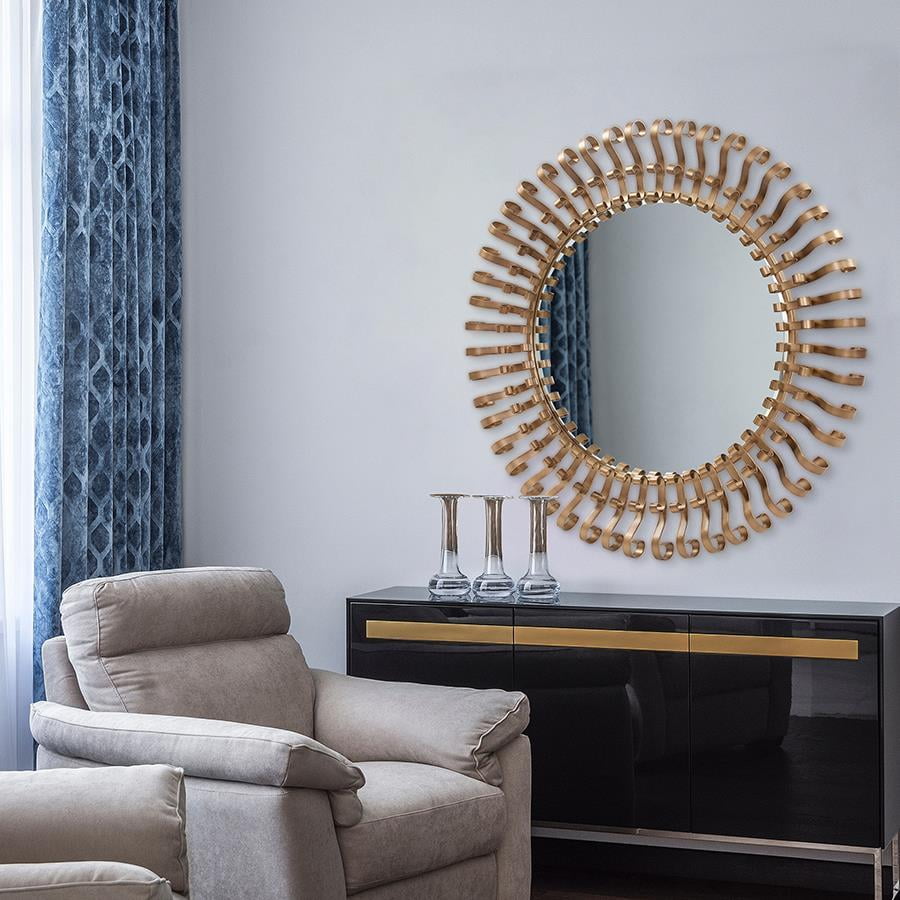 Tyler Dillon Gold Metal Framed Sunburst Wall Mirror 40"D