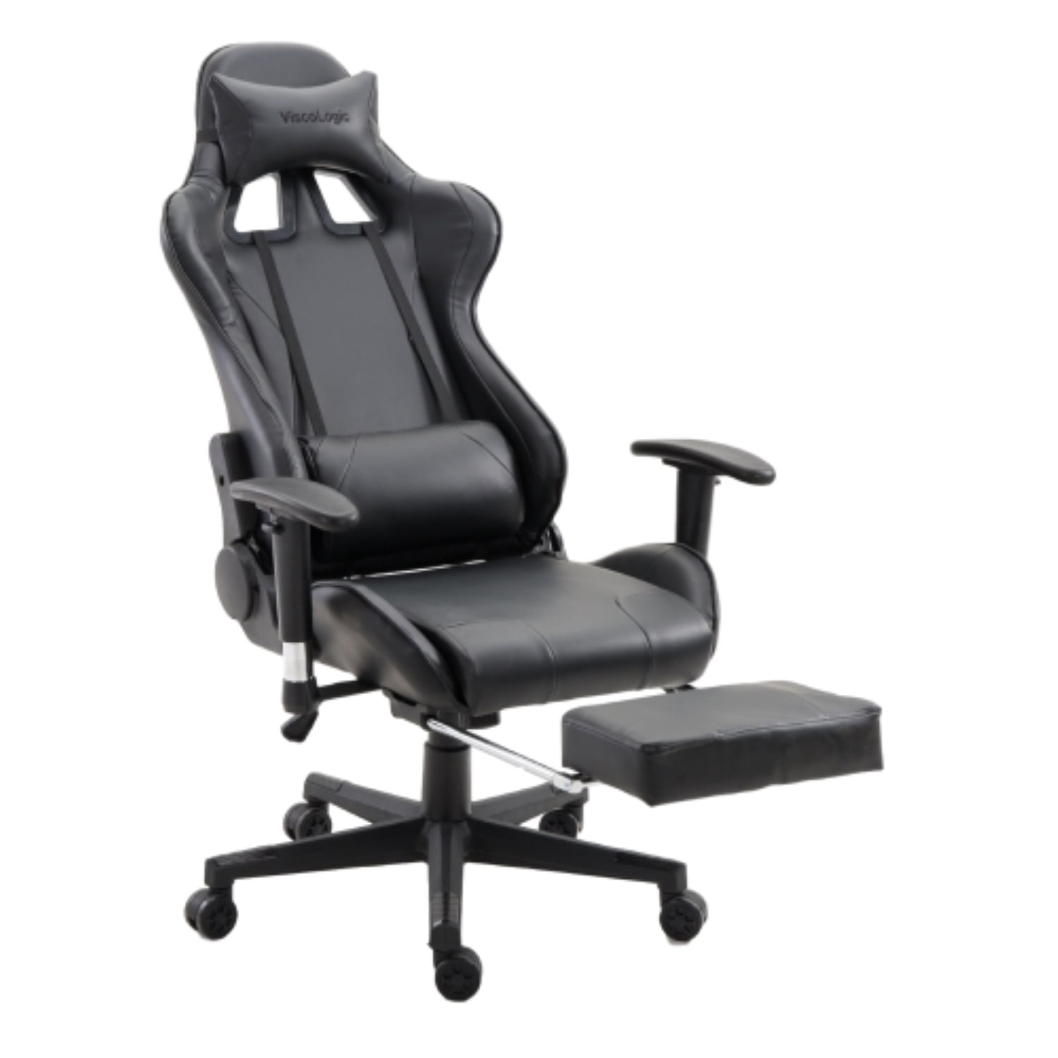 ViscoLogic SpeedX Ergonomic Gaming Swivel Chair With Footrest Black Walmart