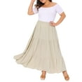 thumbnail image 4 of Agnes Orinda Women's Plus Size Swing Skirt Elastic High Waist Layered Flowy Casual Beach A Line Maxi Skirts 4X Beige, 4 of 6