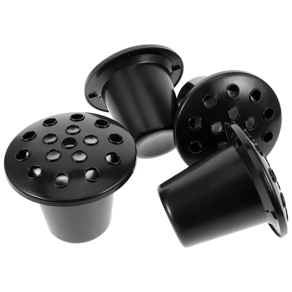 HEATSHAKING 4Pcs Black Cemetery Pot Inserts Plastic Flower Vase for Grave Decoration