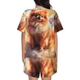thumbnail image 6 of Fuzoiu Cute Cloud Pomeranian Print Women's Short-Sleeved Pajama Set,Lounge Sleepwear Set,Womens Pajama Sets 2 Piece,Button-Up Top and Shorts with Pockets-Small, 6 of 7
