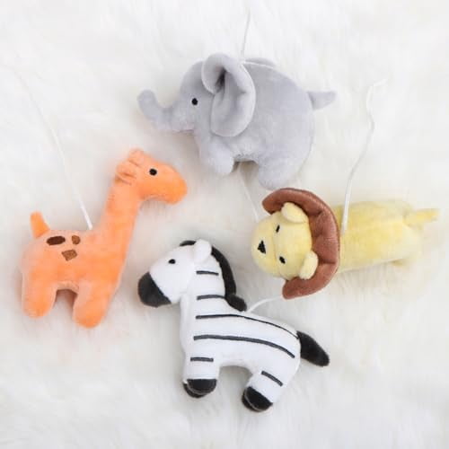 HYPERLIVING The Peanutshell Crib Mobile for Boys or Girls - White Musical Baby Crib Mobile with 12 Lullabies, Jungle Animal, Baby Safari Animals Nursery Decor
