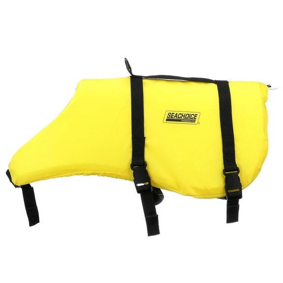 Seachoice Dog Life Vest, Adjustable Life Jacket For Dogs, w/ Grab Handle, Yellow, Size Medium, 20-50 Lbs.