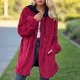 thumbnail image 2 of MuXiKeJi Winter Coat for Women Casual Loose Hooded Mid Long Fuzzy Jacket Full Zip Cozy Sherpa Outerwear, 2 of 5