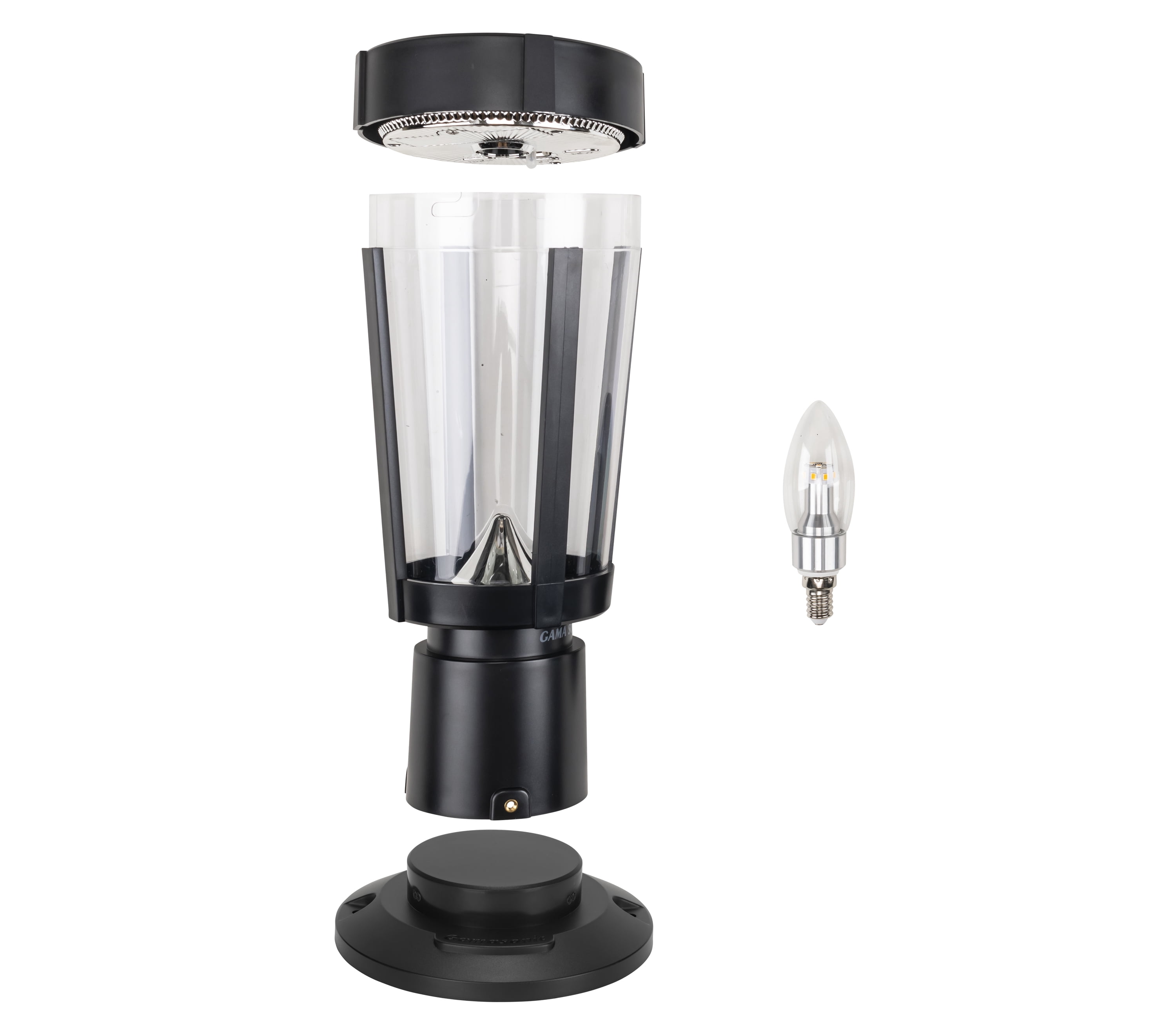 Gama Sonic Amphora 1-Light Black Plastic Solar Outdoor Weather Resistant Post Light Set with Solar LED Bulb