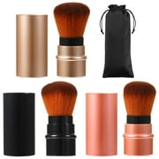 3PCS Retractable Makeup Brushes, SE33Powder Foundation Kabuki Brush Travel Face Blush Brush with Cover for Concealer, Highlighter, Powder Cosmetics