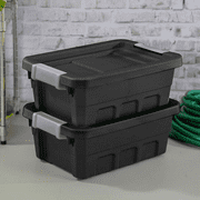 6-pack Unbranded Plastic Storage Bin Stackable - 6 Pack, 4 Gallon, Black — Home & Garage Storage, Stackable Design