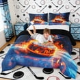 thumbnail image 3 of Erosebridal Fire Ice Hockey Queen Comforter Set, Cool Sports Bedding Comforter Set for Men and Boys, Black Reversible 3 Pieces, 1 Comforter and 2 Pillowcases, 3 of 6
