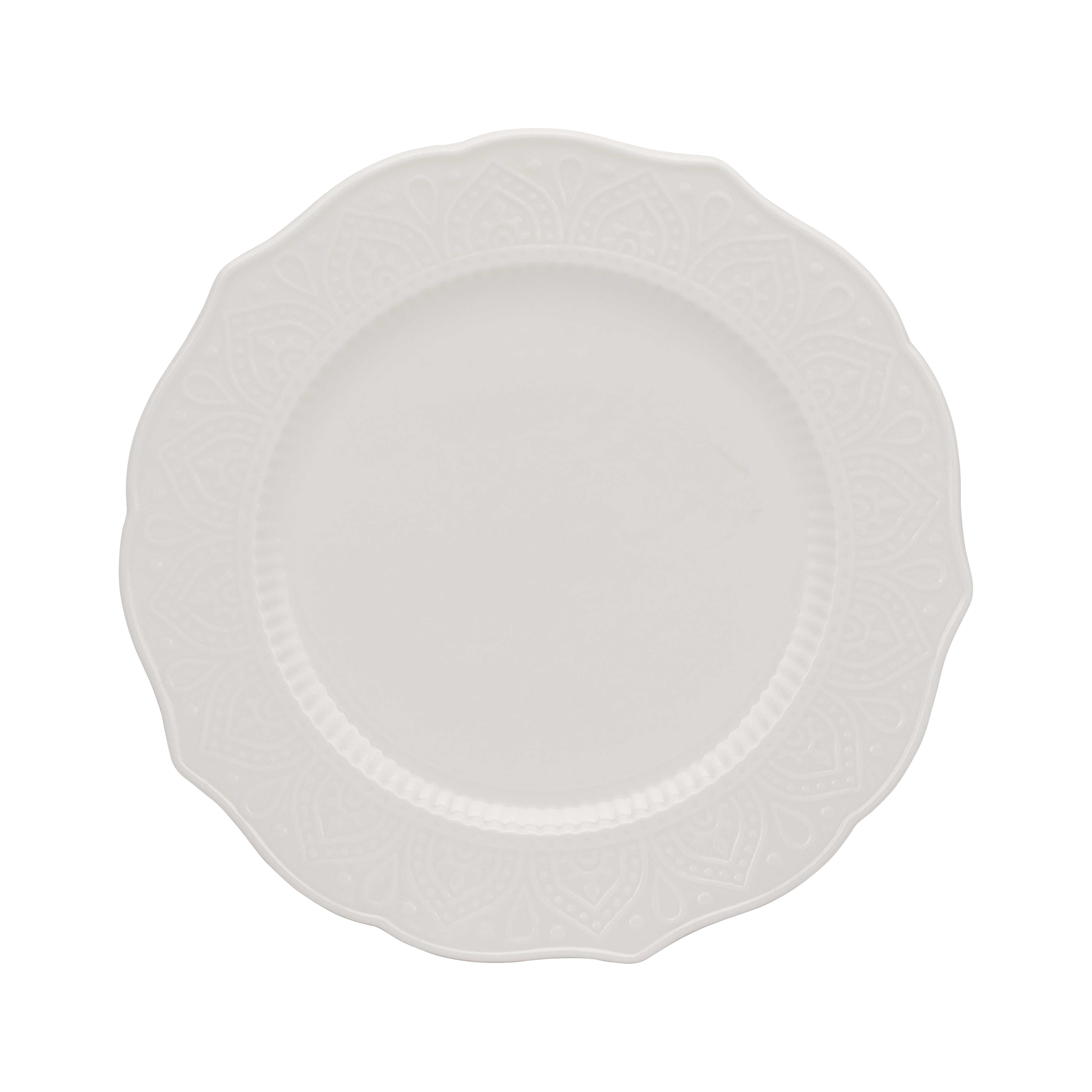 10 Strawberry Street Dahlia Porcelain 7.75" Side Plate, Set of 6, White