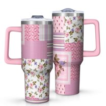 OBREWU Pioneer Flower Tumbler with Handle and Lid,Pioneer Flower 40oz Double Wall Vacuum Insulated Tumbler,Cups Gift for Women and Men