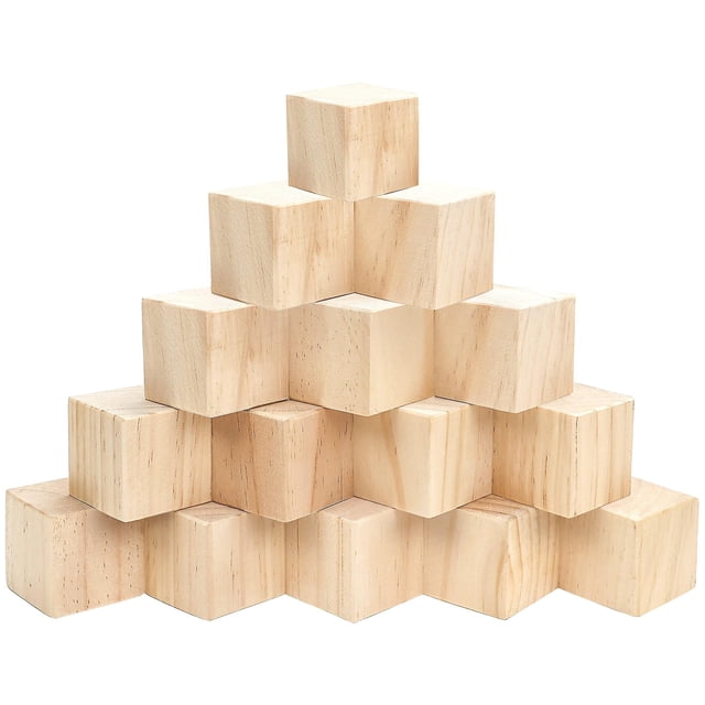 Cubos de madera (paquete de 50) 2 x 2 x 2 cm (0,78 x 0,78 x 0,78 pulgadas) cubos de madera bloques de madera de pino sin terminar