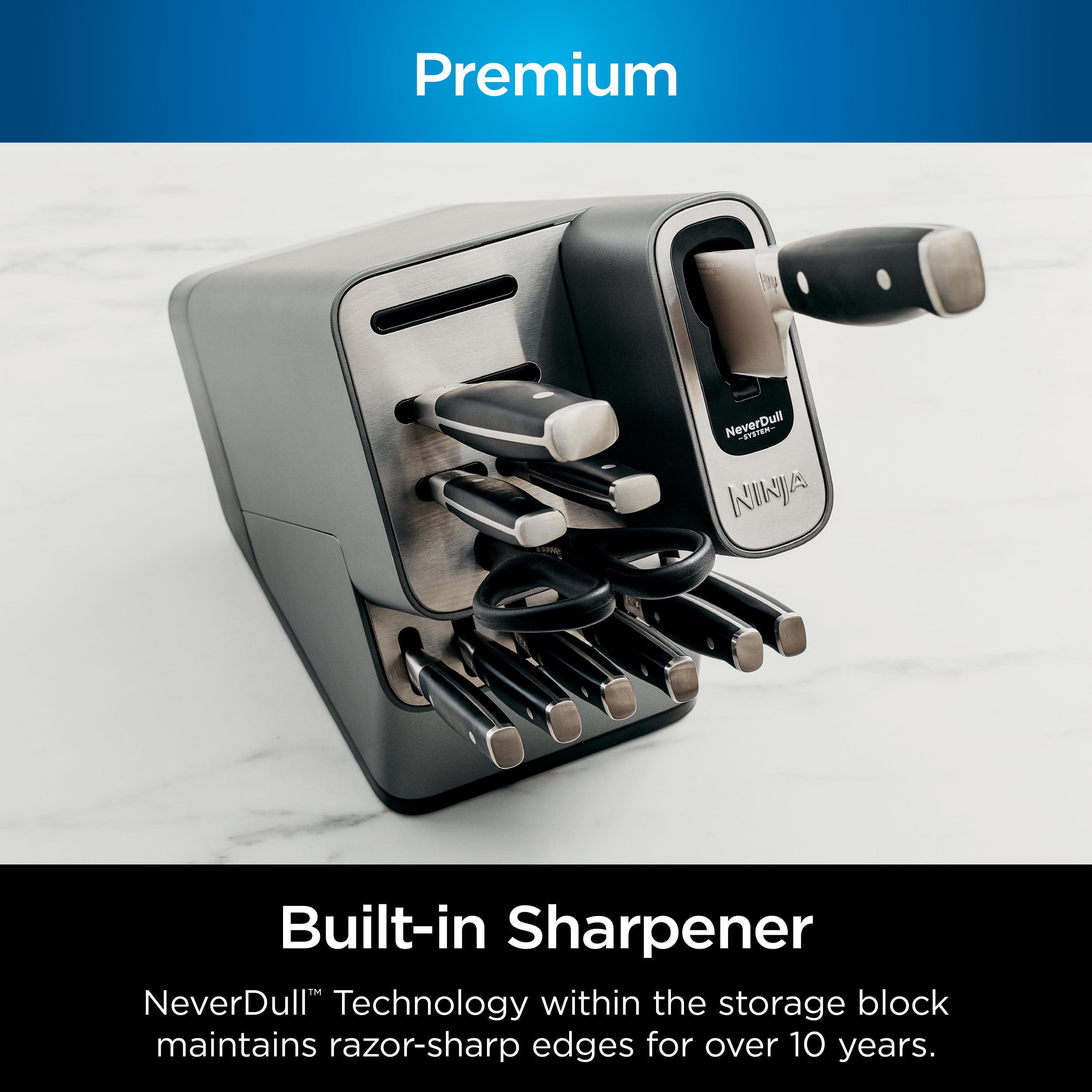 Ninja Foodi NeverDull Premium 17-Piece Knife Set with Built-in Sharpener