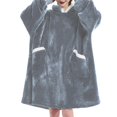 thumbnail image 1 of Sudadera con Capucha Tipo Manta para Mujer, de Forro , Cálida y Acogedora, con Bolsillo. Gris Talla Única, 1 of 7