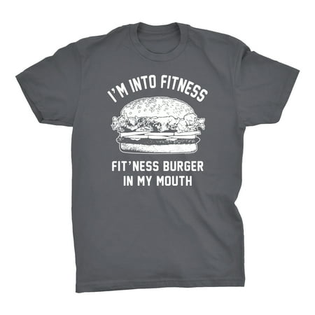 - Fitness Burger - 001- Funny Gym Humorous Junk Food T-shirt - Charcoal