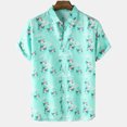 thumbnail image 2 of Hombres Casual Patchwork Botones Playa No posicionamiento Estampado Turndown Camisa de manga corta Blusa Pompotops  oipoqjl48229, 2 of 9