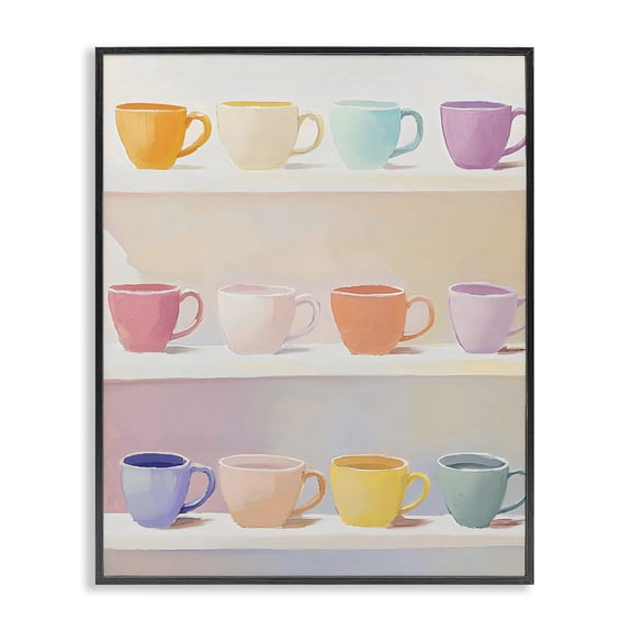 Stupell Industries Modern Rows of Pastel Teacups Black Framed Giclee Art, 11 x 14, by The Prints Vibe