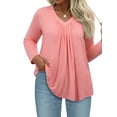 thumbnail image 4 of WellSize Womens Plus Size Tops Casual Pleated V Neck Fall Blouse Tunic Long Sleeve Shirts, 4 of 8