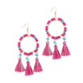 thumbnail image 2 of Pendientes de borlas navideñas, pendientes colgantes, diseño bohemio, ligeros, modernos, para festivales de invierno, regalos para eventos , Rosa Rosa, 2 of 8