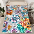 thumbnail image 2 of Manfei Boho Sunflower Full Size Sheets,Rustic Flower Floral Bed Sheets,Watercolor Country Plant Sheet Sets For Kids,Luxury Bedroom Decor,4 Pieces, 2 of 7