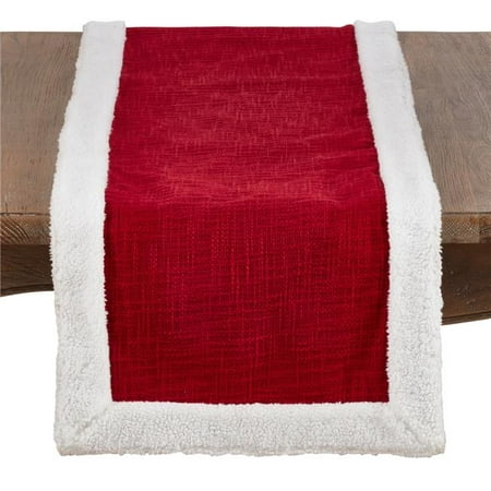 UPC 789323339744 product image for SARO 2050.R1672B Cotton Christmas Runner with Sherpa Edges Red | upcitemdb.com