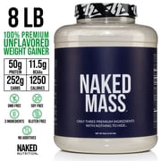 Naked Mass - Natural Weight Gainer Protein Powder - 8 LB Bulk, GMO Free, Gluten Free & Soy Free. No Artificial Ingredients - 1,250 Calories per Serving