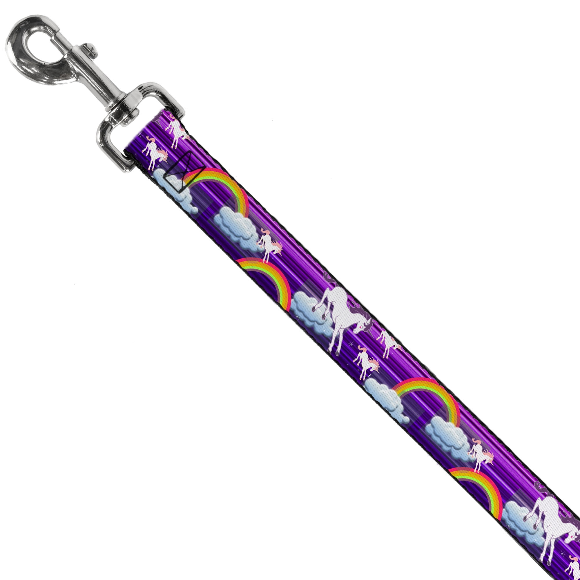 Buckle-Down Pet Leash, Dog Leash, Unicorns Rainbows Stripes Purple, 6 Feet Long 1.0 Inch Wide