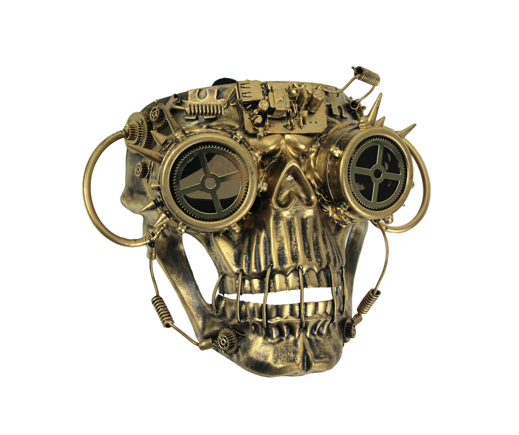Zeckos Steamskully Metallic Finish Steampunk Skull with Spiked Goggles Mask  - Gold - Walmart.com