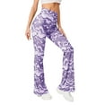 thumbnail image 2 of Seyurigaoka Women Casual Yoga Flared Pants Water Ripple Printed Slim Fit High Waist Bell Bottom Trousers, 2 of 3