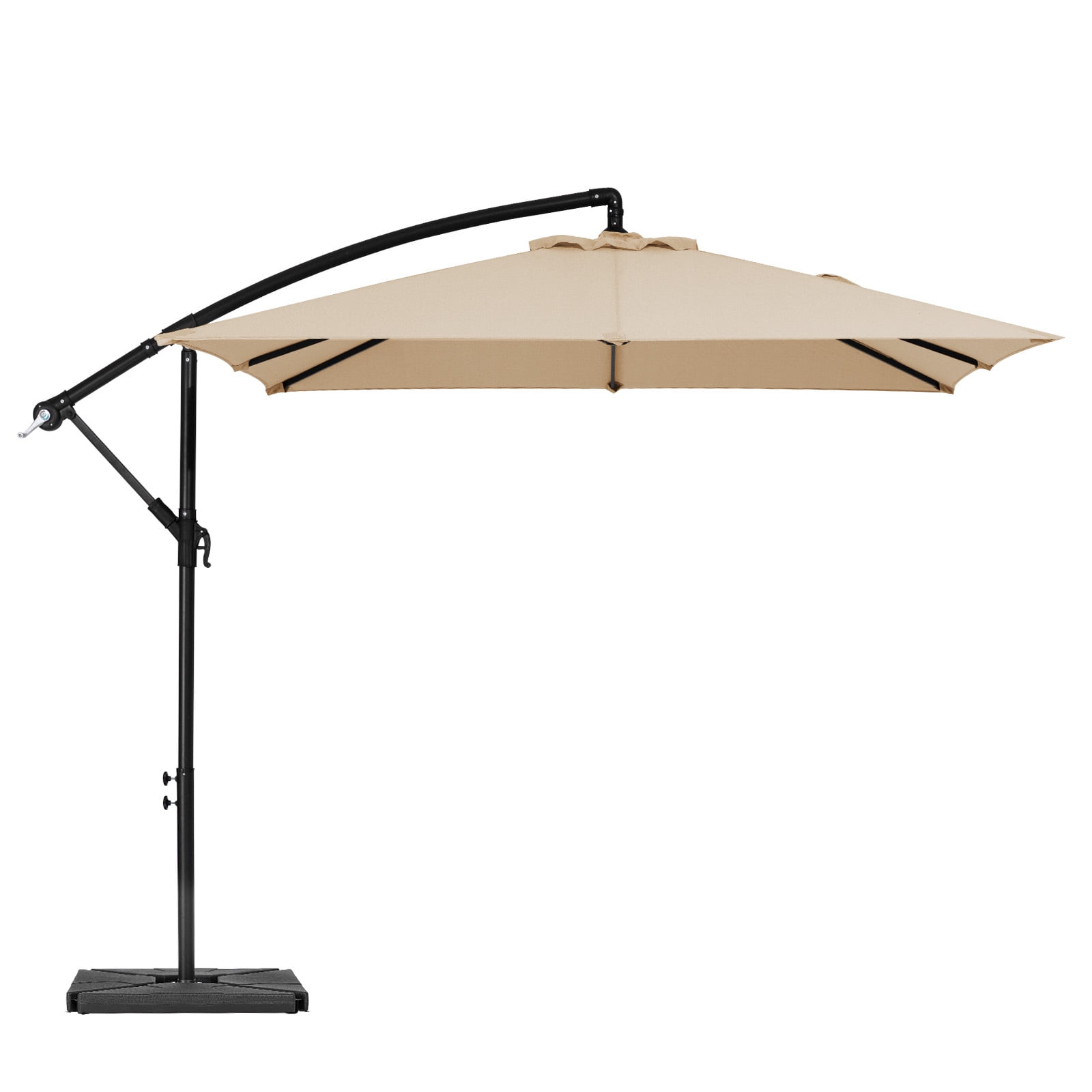 JUSTLET 8 x 8 ft Outdoor Square Hanging Offset Cantilever Umbrella for Garden, Base Included, Beige