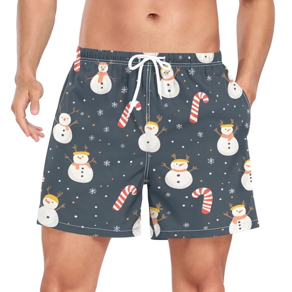 FORMRS Mens Swim Trunks Mesh Liner Quick Dry Casual Beach Board Shorts with Pockets, Sizes S-2XL, Playful Winter