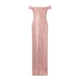 thumbnail image 5 of Women's Elegant Sequin Off Shoulder Slit Dress For Party Evening Banquet Long Bodycon Prom Gown Trendy Summer Casual Wear Summer Dresses for Women 2025, 5 of 5