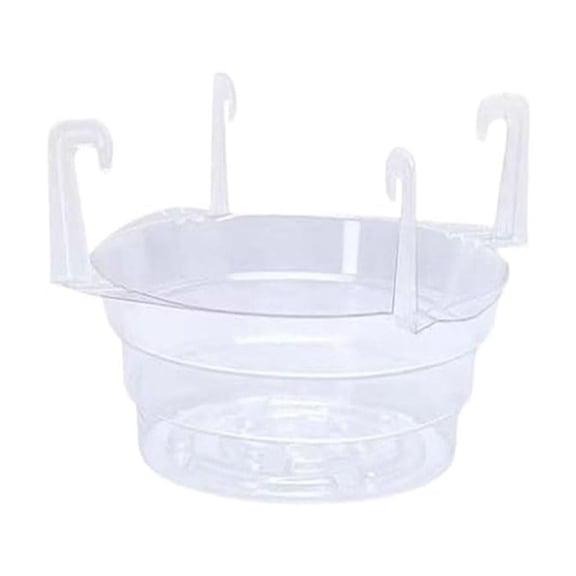 Fareti Plastics Hanging Basket Drip Pans, Clear Round Hanging Plant Tray Saucer with Built-in Hooks, Water Catcher for Indoor Outdoor