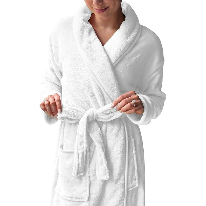 Elegant Comfort Men 3-Piece Spa Bath Set – Plush Bathrobe & 2 Ribbed Bath Towels, Thick Absorbent Hotel Quality Bathroom Essentials, Red Bath Towel, White Robe ,Large
