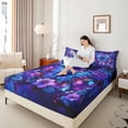 thumbnail image 4 of Manfei Female Men Blue Butterfly Twin Sheet Sets 3pcs,Chic Floral Flowers Twin Fitted Sheet Microfiber,Abstract Gradient Breathable Flat Sheet,Microfiber Bedroom Decor, 4 of 7