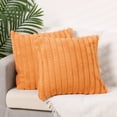 thumbnail image 2 of Unique Bargains Plush Faux Fur Solid Striped Throw Decorative Pillow Covers (2 Count) Orange 16"x16", 2 of 7