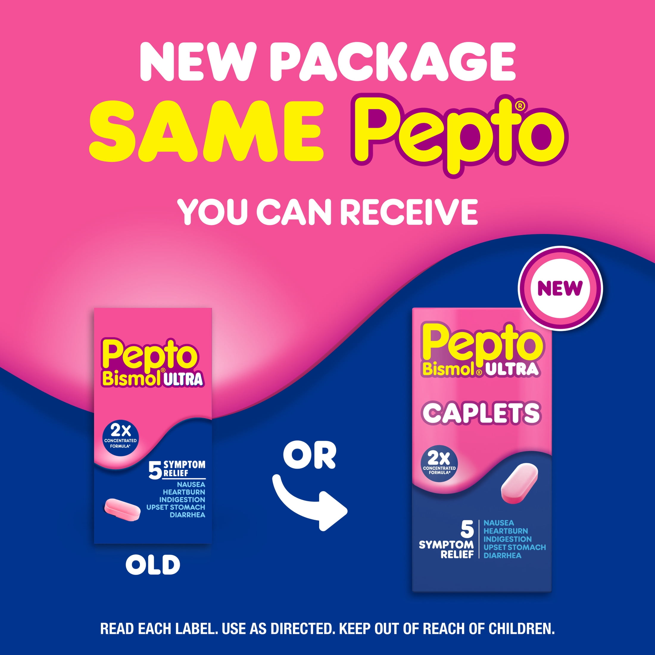 (3 pack) Pepto Bismol ULTRA Caplets, Upset Stomach Relief, Stomach Relief, Anti-Diarrheal, 24 Count