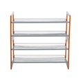 thumbnail image 3 of Neu Home NH-17544W-1 2-Tier Wooden Stackable WD-Metal Shoe Rack - Set of 2, 3 of 4