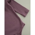 thumbnail image 6 of Qiylii Baby Girls Outfits Ribbed Fly Sleeve Bodysuit+Flower Trousers + Headband, 6 of 8