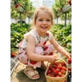 thumbnail image 5 of BemeyourBBs Toddler Baby Girl Summer Clothes Infant Baby Girls Overalls Romper Jumpsuit Cute Strawberry Floral Print Sleeveless Adjustable Strap Overall Pants with Pockets, 5 of 9