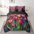 thumbnail image 2 of Castle Fairy Women Men Adults Floral Tulip Twin Bedding Sets 7-Piece,Chic Flowers Blossoms Bedding Comforter Set Microfiber,Spring Garden Breathable Sheet Sets,Microfiber Bedroom Decor,Reversible, 2 of 8