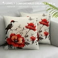 thumbnail image 3 of Creowell Pillow Covers Red Poppy Throw Pillows, Hummingbird with Flower Outdoor Pillowcase Retro Flower Cushion Case Decor for Home Sofa Couch Bed Short Plush White, 3 of 5