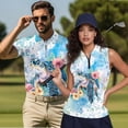 thumbnail image 5 of Jeiento His and Hers Matching Outfits Watercolor Sea Turtle Casual Short Sleeve Shirts for Tennis Athletic Workout Running Womens Sleeveless Tennis Shirt Golf Wear, 5 of 7