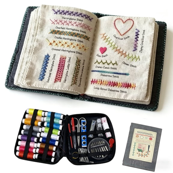 Embroidery Stitches Book Topboutique DIY Stitch Book with Tools Set Creative Embroidery Starter Kit Sewing Patterns Stitch Book Embroidery Sewing Books for Beginners Adult