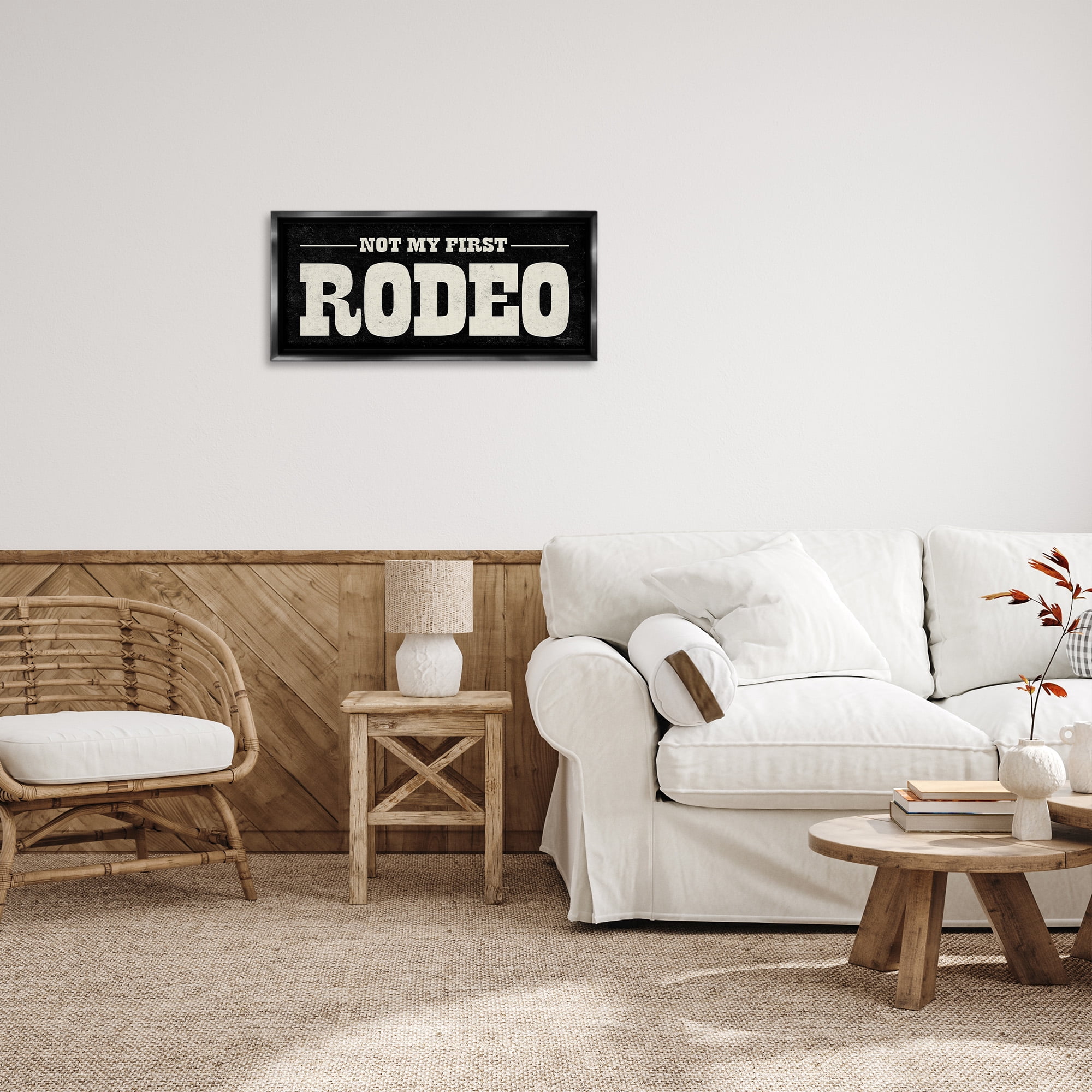 Stupell Industries Vintage Funny Rodeo Typography Painting Black Floater Framed Canvas Art Print Wall Art, 25 x 11