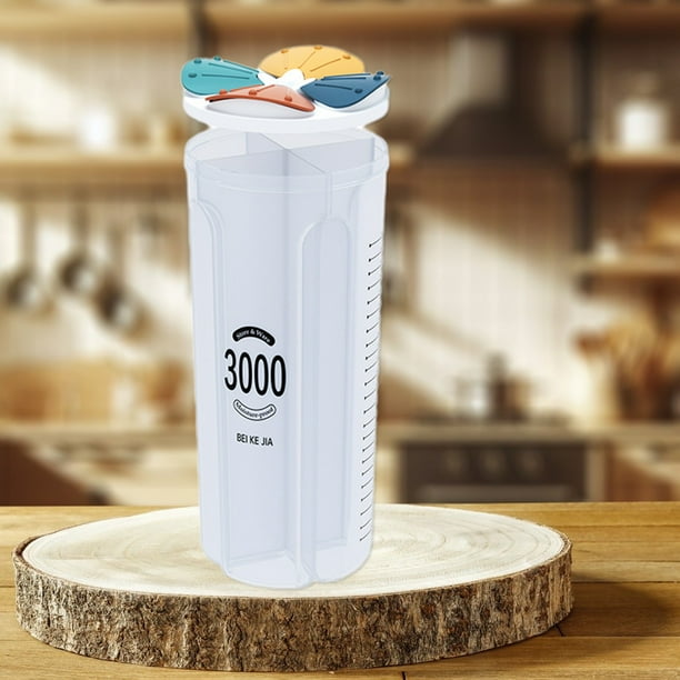 Frascos de almacenamiento con tapa para cereales y granos de cocina, compartimentos interiores, frascos transparentes con sellado, cajas de almacenamiento para refrigerador de alimentos secos de grado